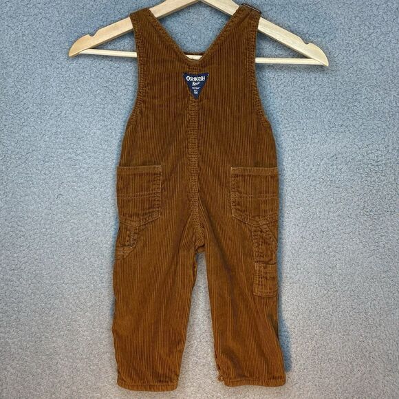 VTG OshKosh B’gosh Vestbak Brown Corduroy Flannel Bib Overalls Baby Boy 18M - Picture 6 of 9